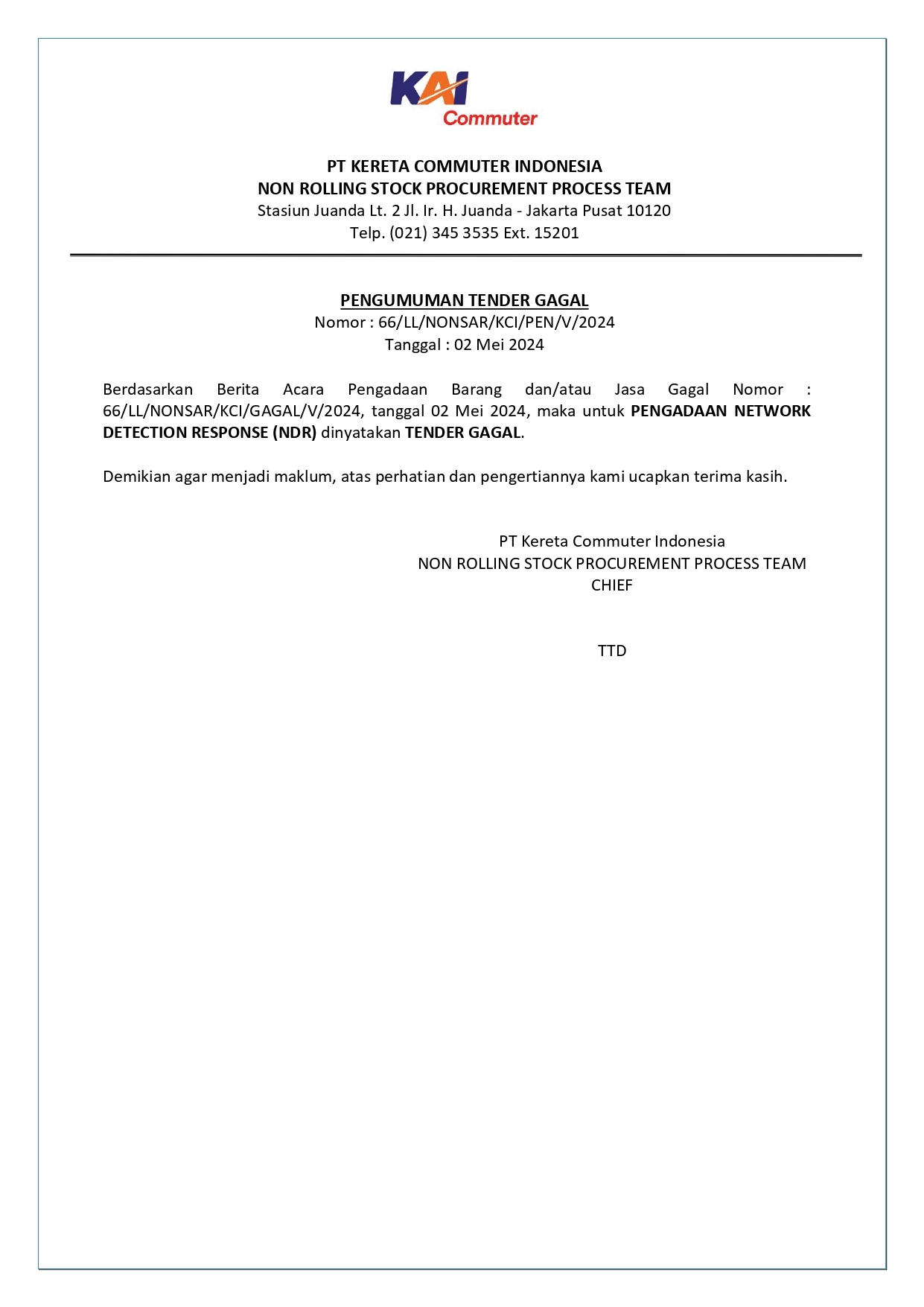 7 pengumuman tender gagal 66 pengadaan network detection response ndr page 0001